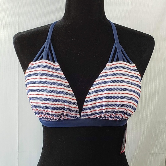 Xhilaration Red, White, and Blue Dot Bikini Top - Picture 1 of 6
